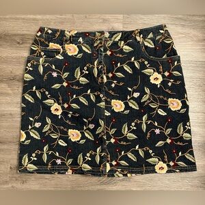 Vintage Mint Doncaster Sport Embroidered Denim Mini Skirt size 14